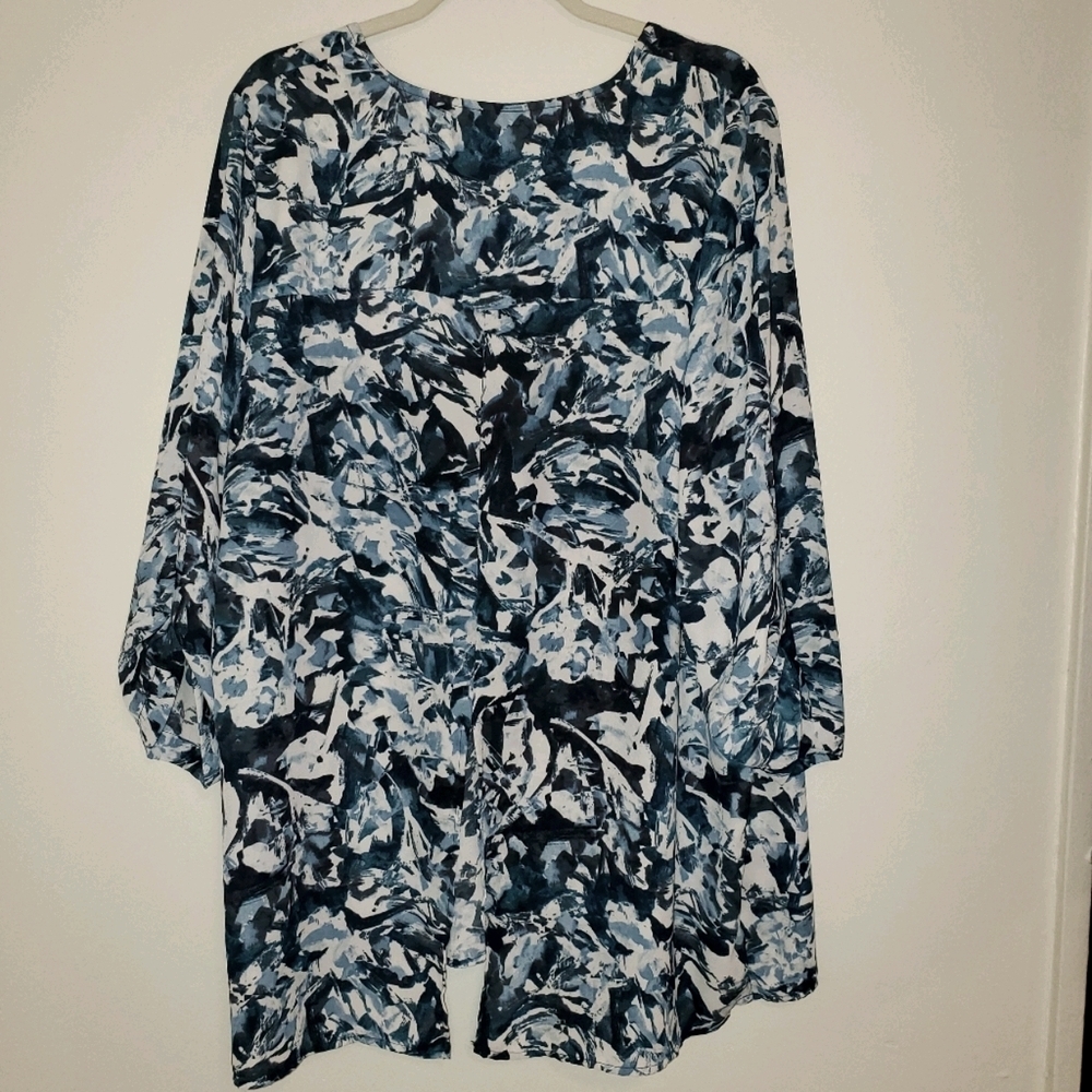 pure energy Plus Size 3/4 Sleeve Pull Over Blouse - Blue, Black, White 180 - Picture 2 of 10